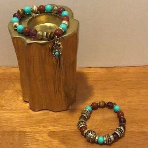 Pre-owned RJ Graziano 7” gold-tone stretch bracelet set.